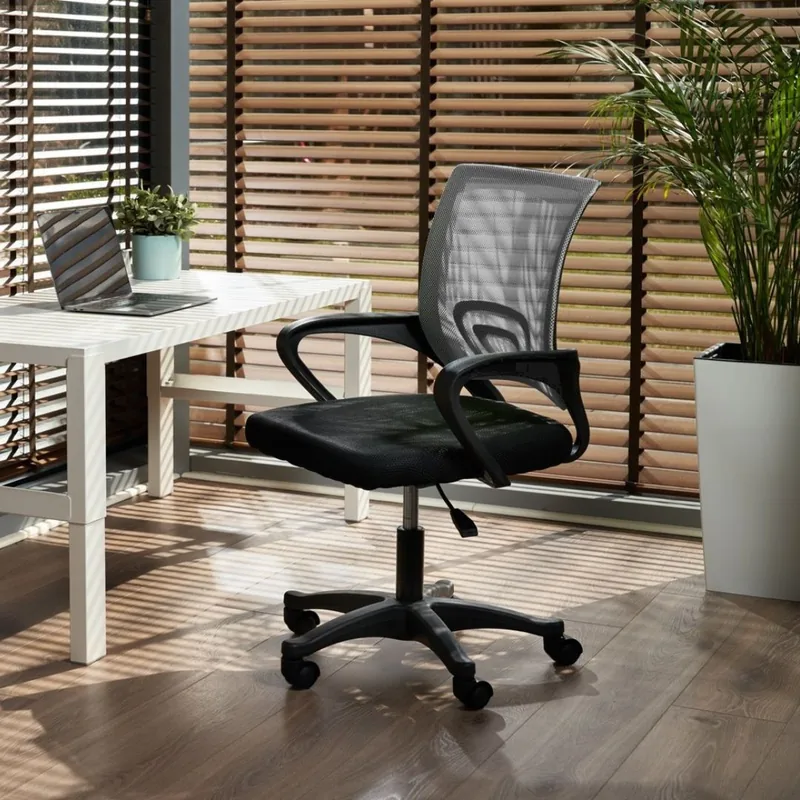 Scaun de Birou Ergonomic Jumi Mesh Respirabil Gri Bază Neagră Reglabil