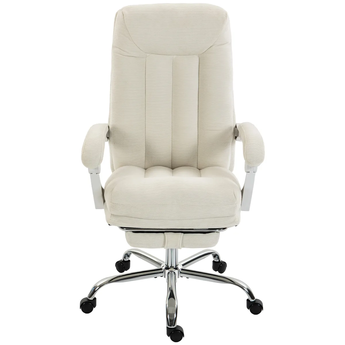 Scaun de Birou HOMCOM Chenille Inclinabil Suport Picioare Crem