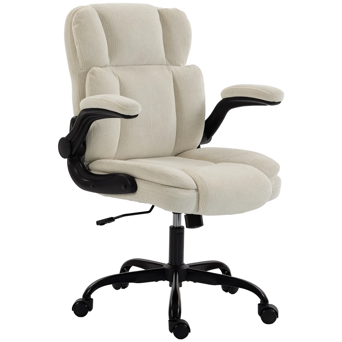 Scaun de Birou HOMCOM Ergonomic Chenilă Balans Brațe Rabatabile Bej