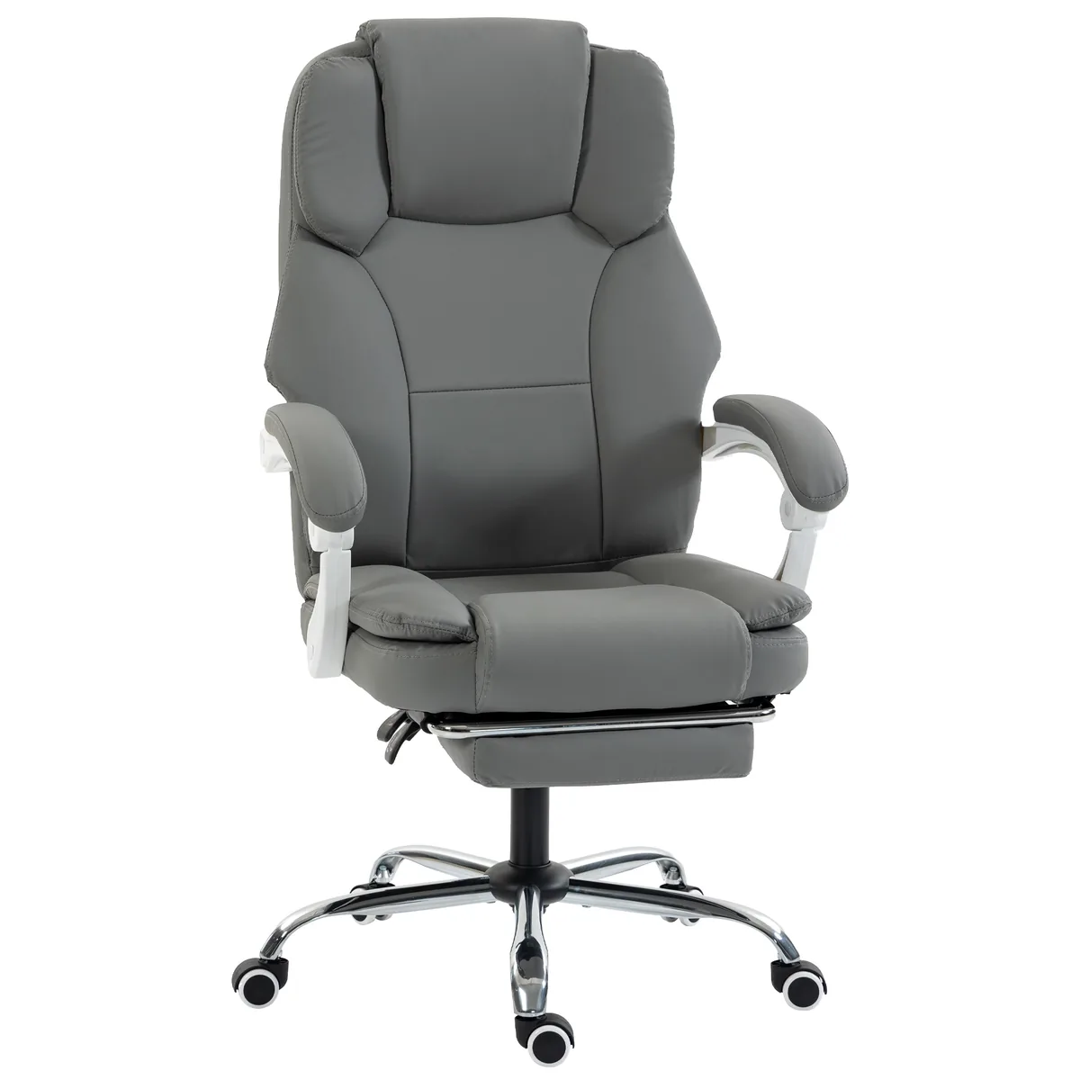 Scaun de Birou HOMCOM Ergonomic Piele Sintetica pentru Animale Inclinabil Gri