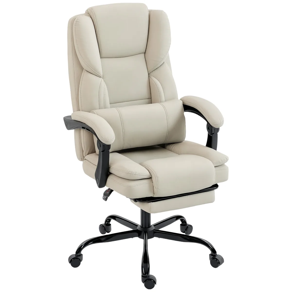Scaun de Birou Homcom Reclinabil Piele Ecologica Suport pentru Picioare 65x67x111-119cm Bej