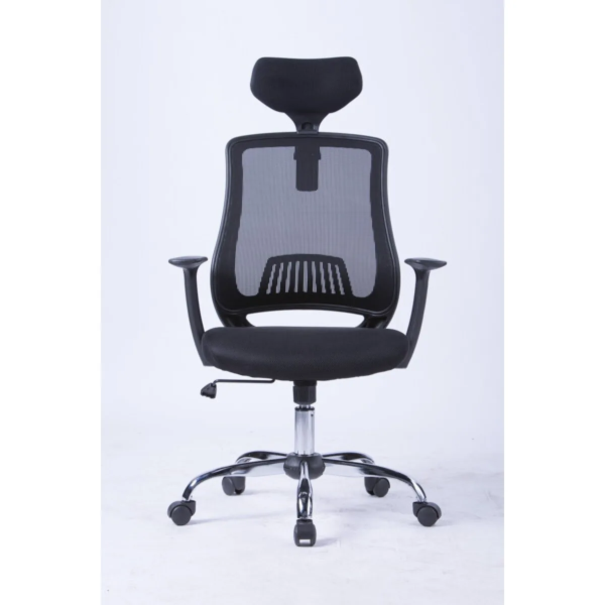 Scaun de Birou Office Products Itaka Brate Plastic Rotile Mesh Textil Cu Tetiera Negru