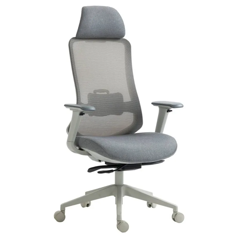 Scaun de Birou Office Products Siros Brate Plastic Mesh Textil cu Tetiera Gri