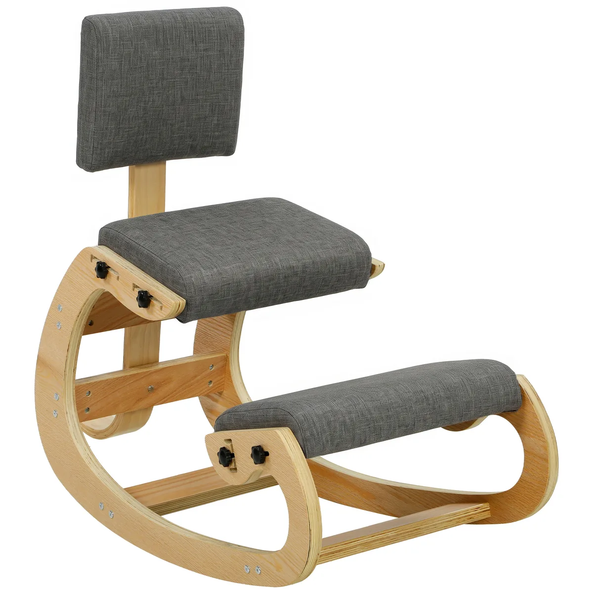 Scaun de Genunchi HOMCOM Ergonomice cu Spatar Grig