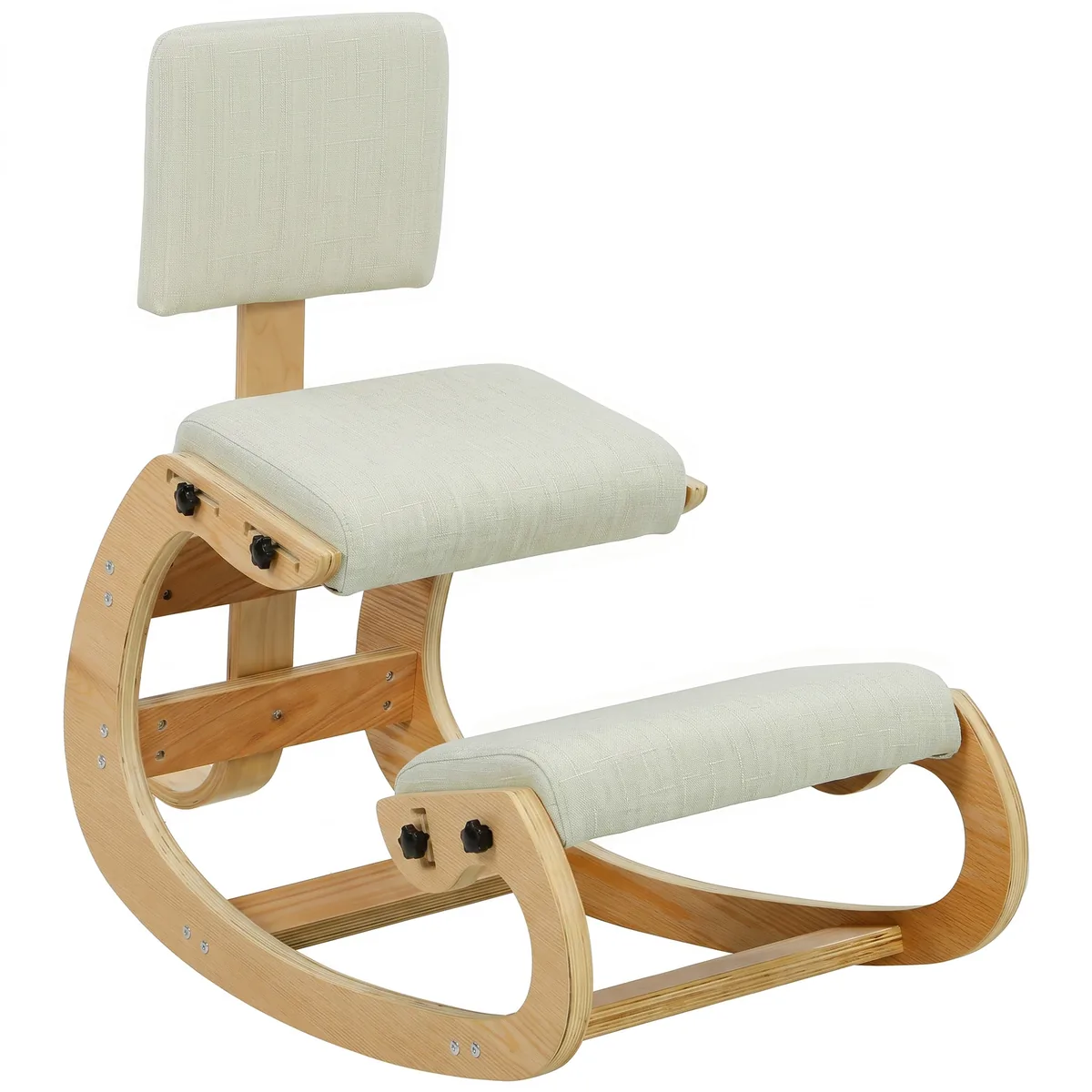 Scaun Ergonomic pentru Genunchi HOMCOM Crem Lemn Mesteacan