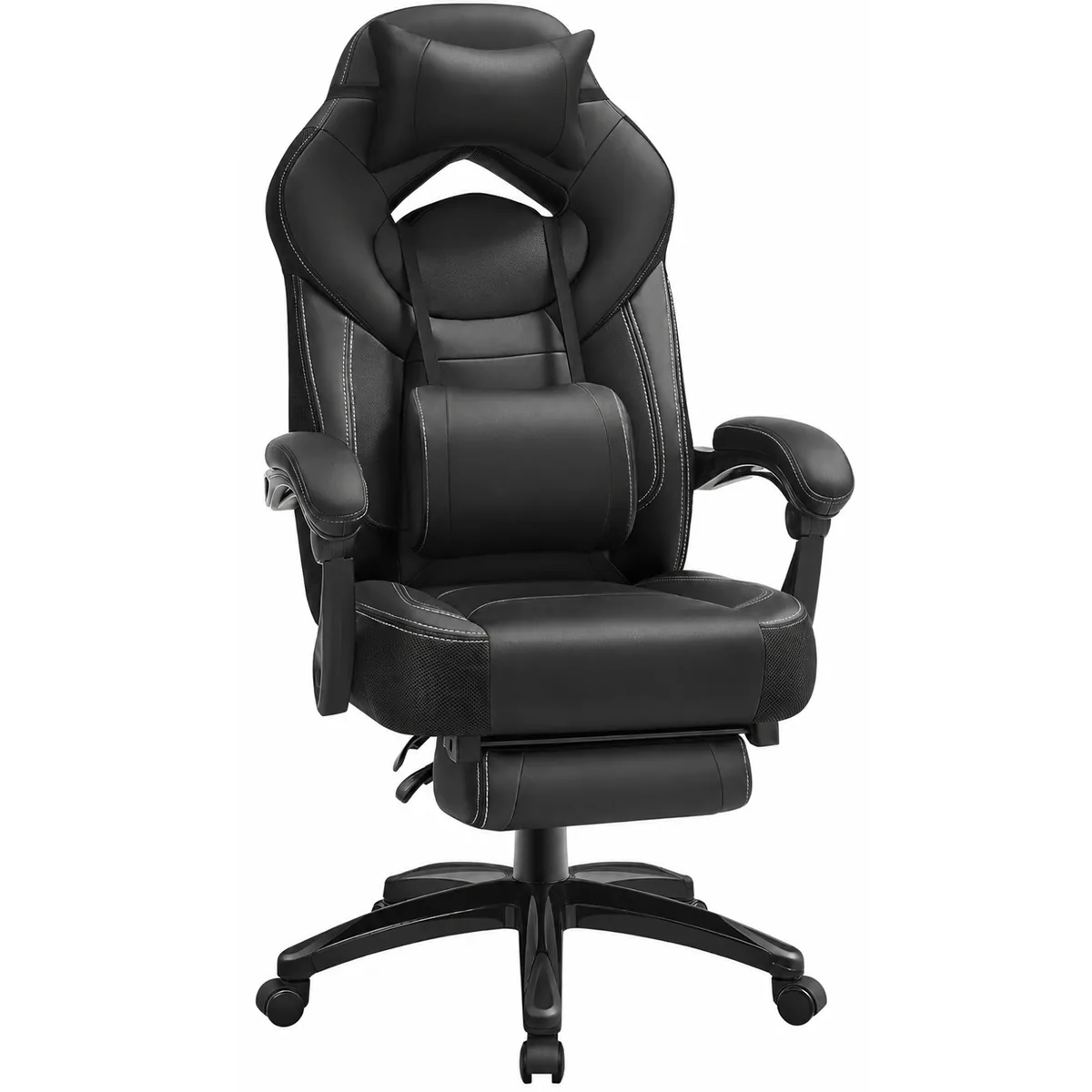 Scaun Gaming Brius Ergonomic cu Suport Picioare Tetiera Reglabila Suport Lombar Negru
