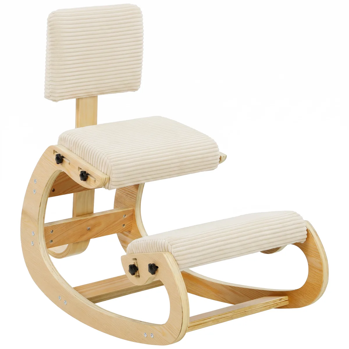 Scaun pentru Genunchi Homcom Cu Spatar Aspect Cord Alb Crem