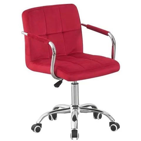 Scaun Rotativ de Birou Procart Catifea Rosu Inaltime Reglabila 78-90cm