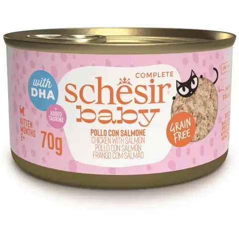 Hrana Umeda Pisici Schesir Baby Cat Pui si Somon 70g