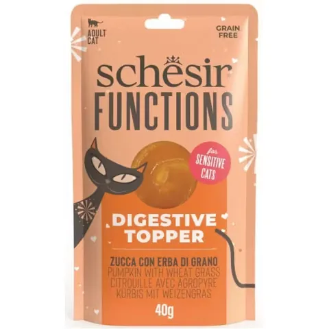 Hrana Umeda pentru Pisici Schesir Functions Digestive Topper Dovleac si Grau 40g
