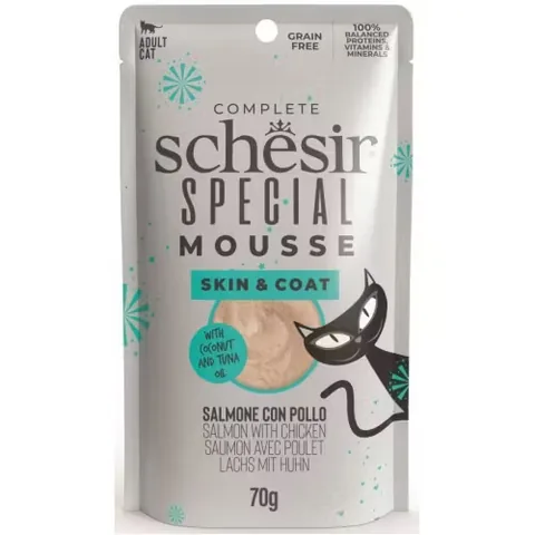 Hrana Umeda pentru Pisici Schesir Special Skin & Coat Somon si Pui 70g