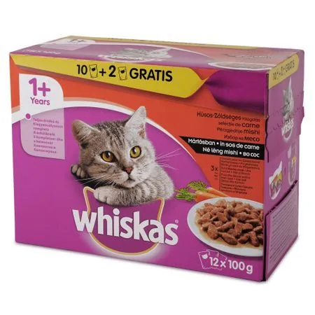 Hrana Umeda Pentru Pisici Whiskas Selectii Carne si Legume Adult 12x100g