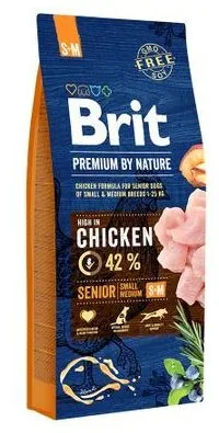 Hrana Uscata pentru Caini Brit Premium By Nature Senior S+M Pui 15kg