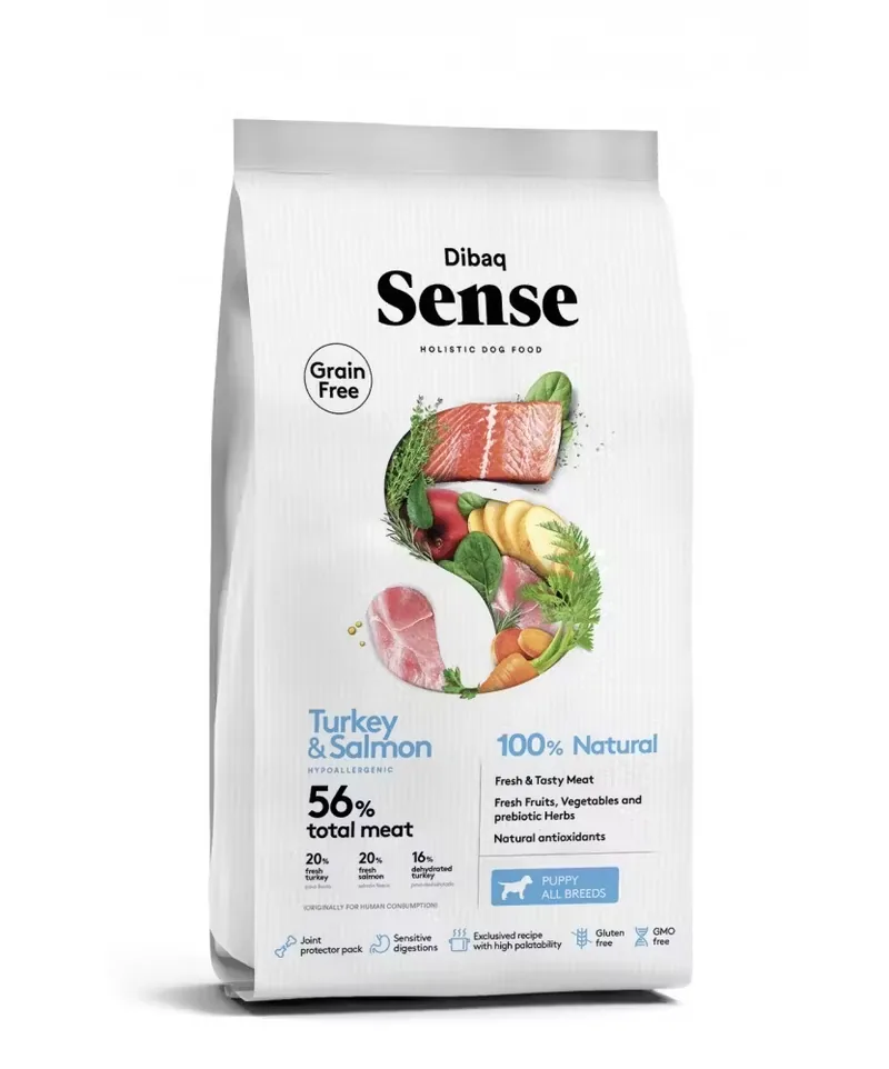 Hrana Uscata pentru Catei Dibaq Grain Free Sense Turkey & Salmon 2kg