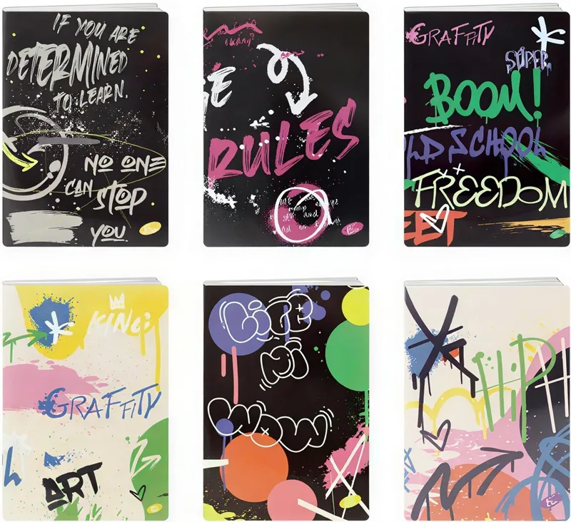 Set 10 Caiete Elisa Grafiti A5 62 File Linii Largi Sortiment