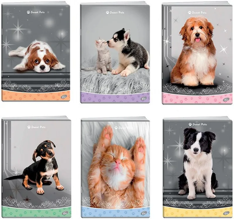 Set 10 Caiete Elisa Sweet Pets A5 62 Foi Liniatură Lată Sortiment