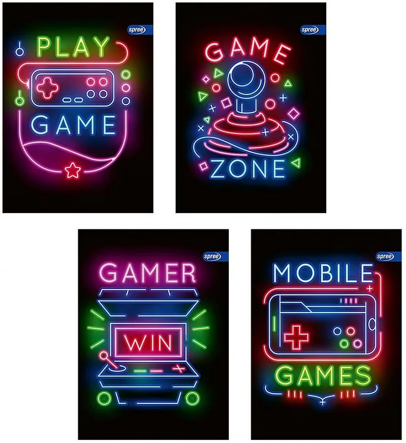 Set 10 Caiete Spree Neon Games A4 62 File Rânduri Late