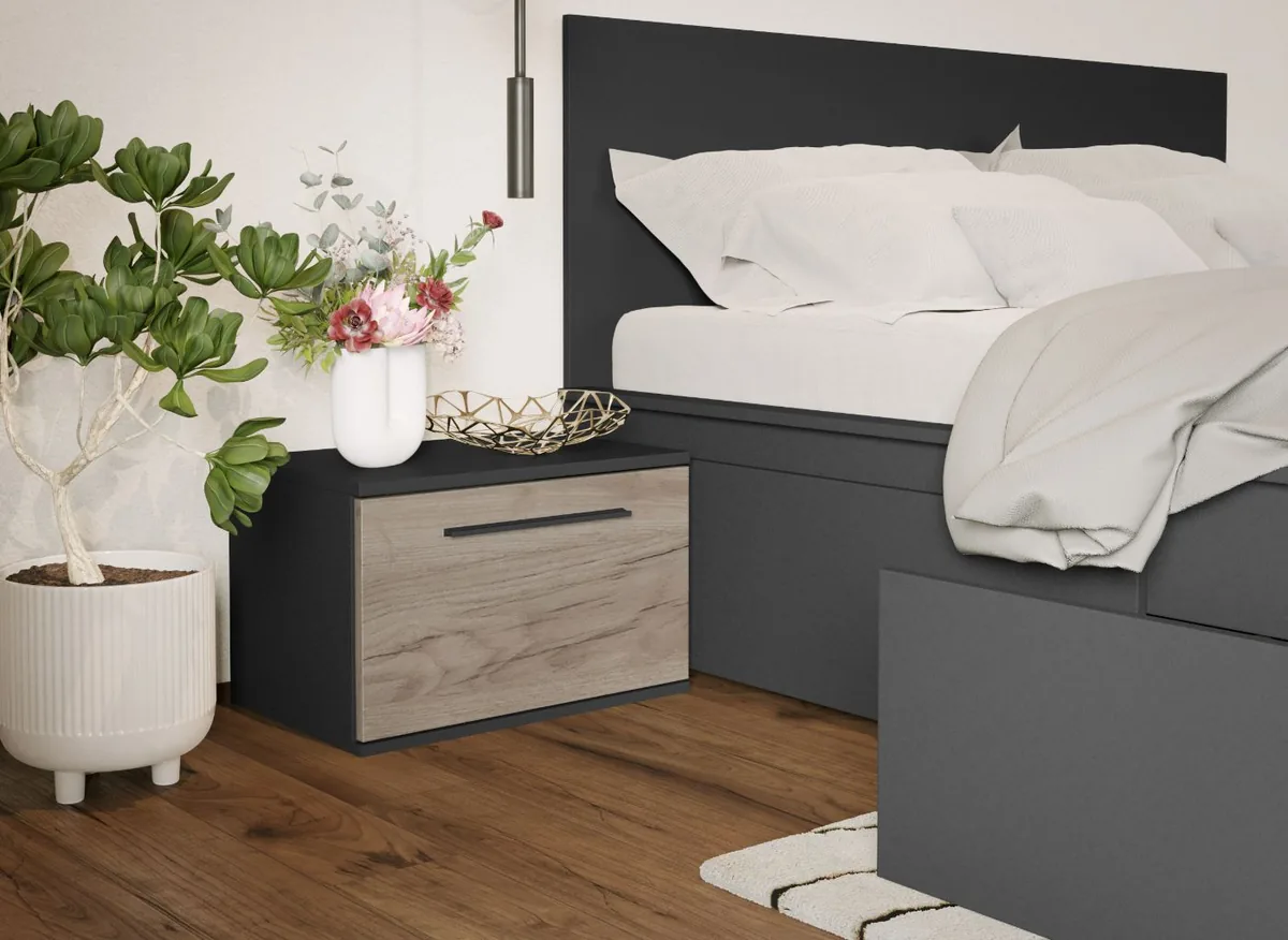 Set 2 Noptiere Mobila Laguna Noce Gri Antracit
