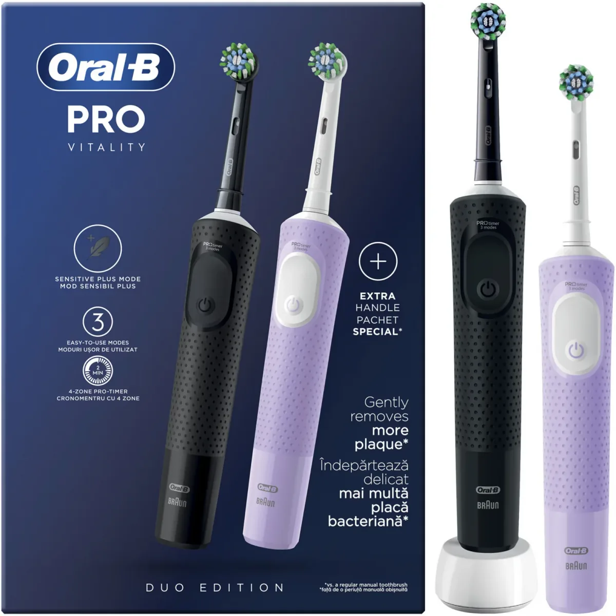 Oral-B Vitality Pro Set 2 Negru si Violet