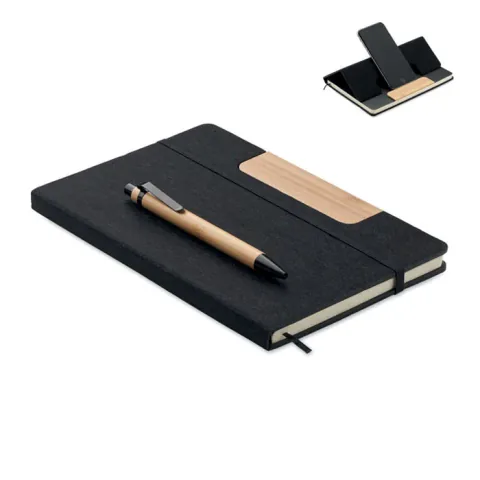 Set Caiete Midocean A5 RPET Coperta Tare Suport Telefon Pix 160 Pagini Liniate