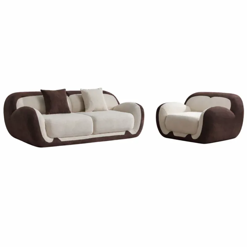 Set Canapea 2 Locuri si Fotoliu Elegance Alb Maro