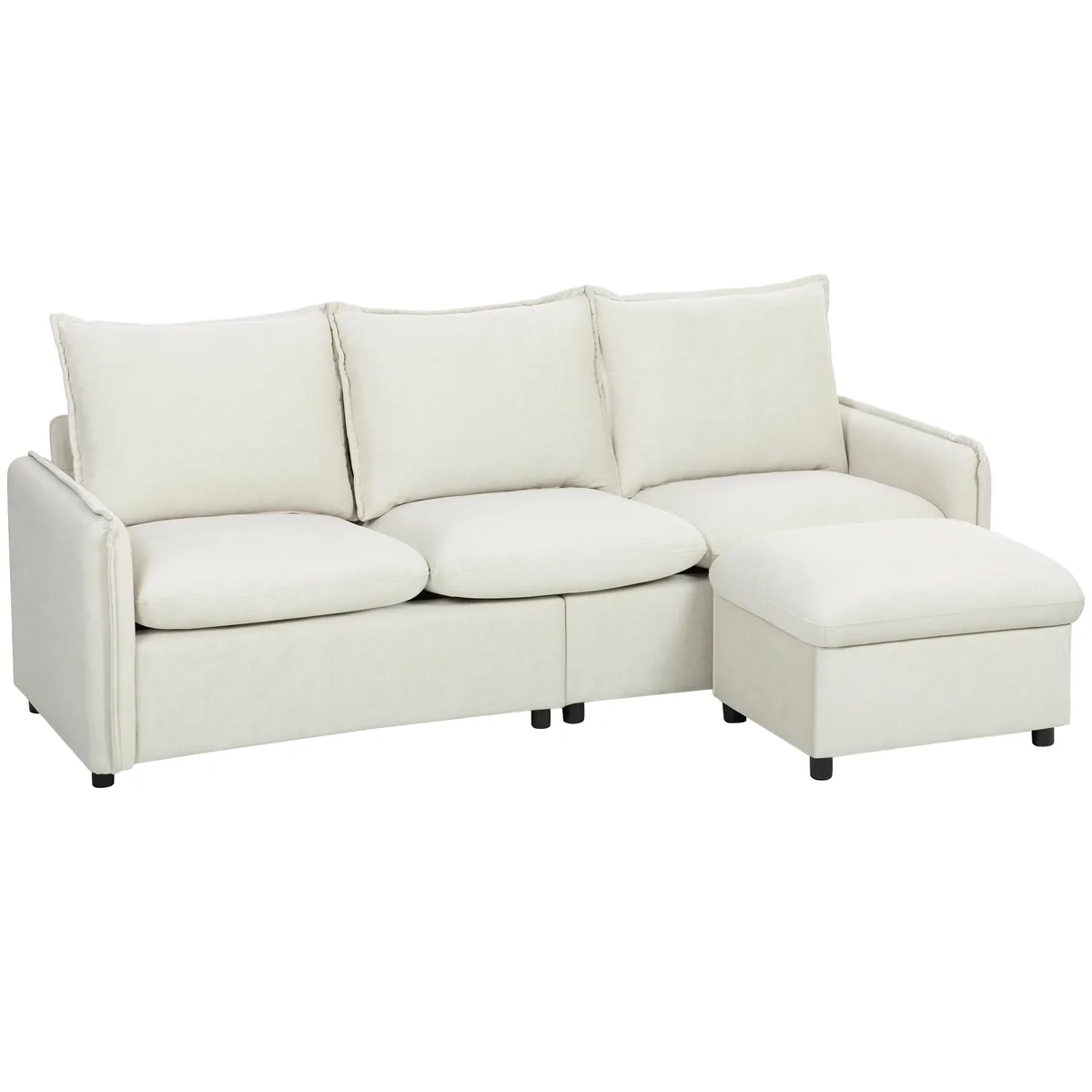 Set Canapea 3 Locuri Homcom Leathaire 212x125x84cm Crem