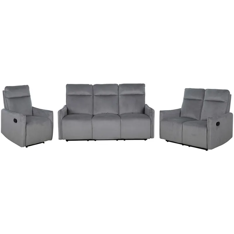 Set Canapea Si Fotolii P & B Textil Gri Inchis