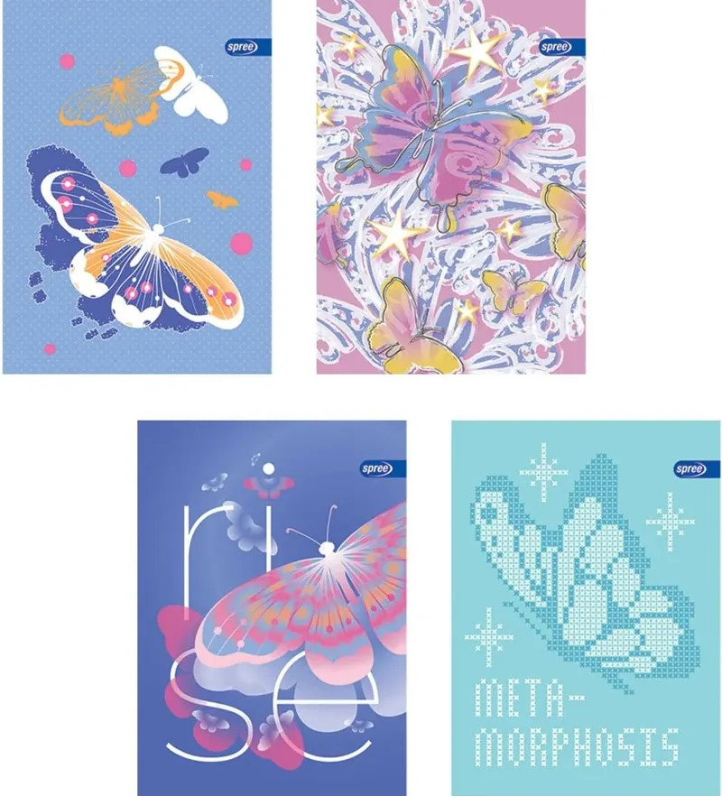 Set de 10 Caiete Spree Butterfly A5 62 File Linii Largi Sortiment