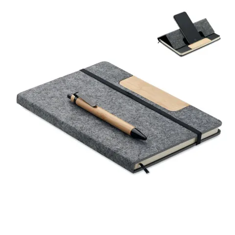 Set de Caiete Midocean A5 RPET Fetru cu Stilou si Suport Telefon