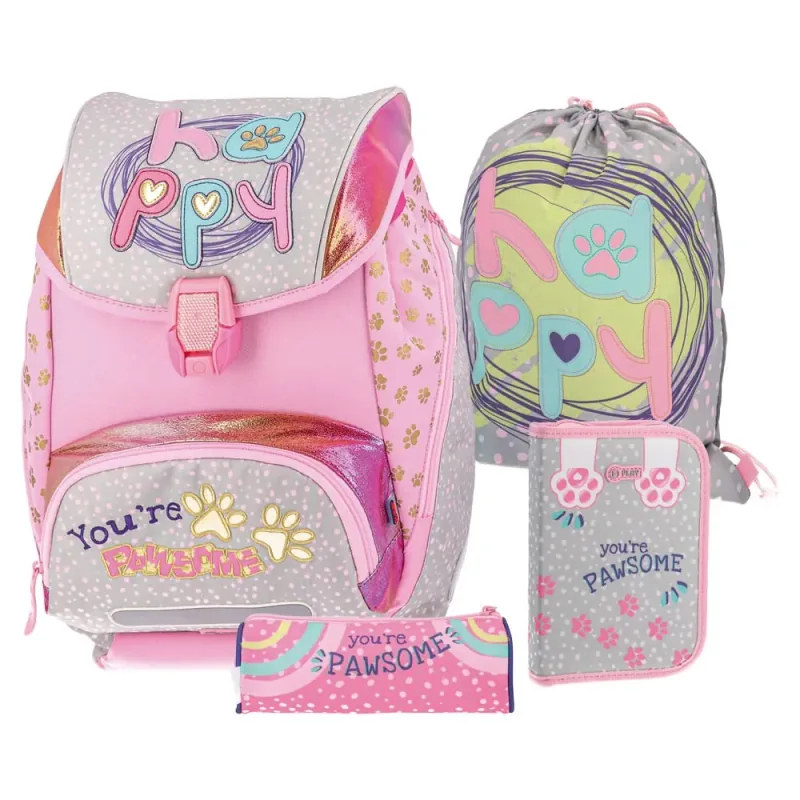 Set Ghiozdan cu 2 Penare si Sac Sport Play Paws Play
