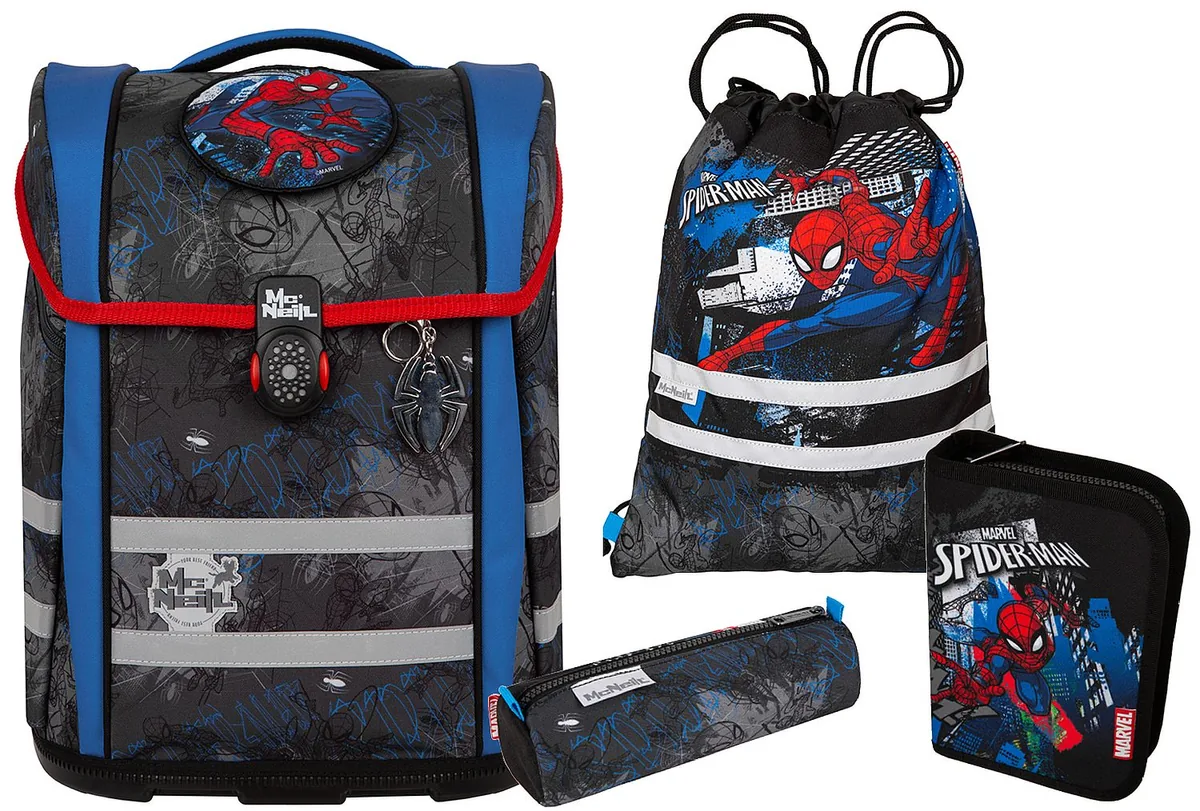Set Școlar Cool Pack Spider-Man Ghiozdan 2 Penare Sac Sport
