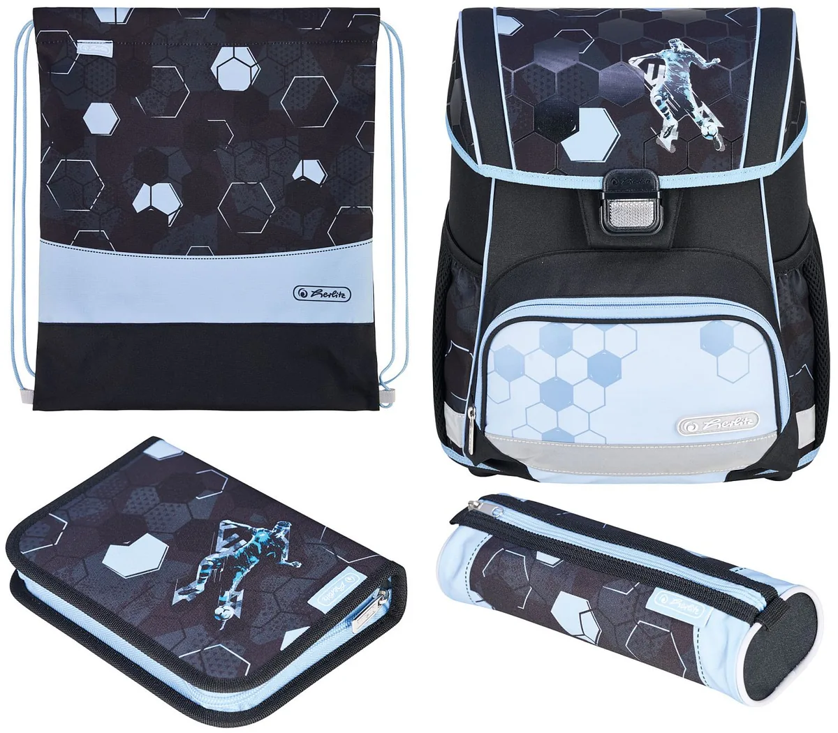 Set Scolar Herlitz Loop Plus Cyber Soccer Ghiozdan 2 Penare Saculet