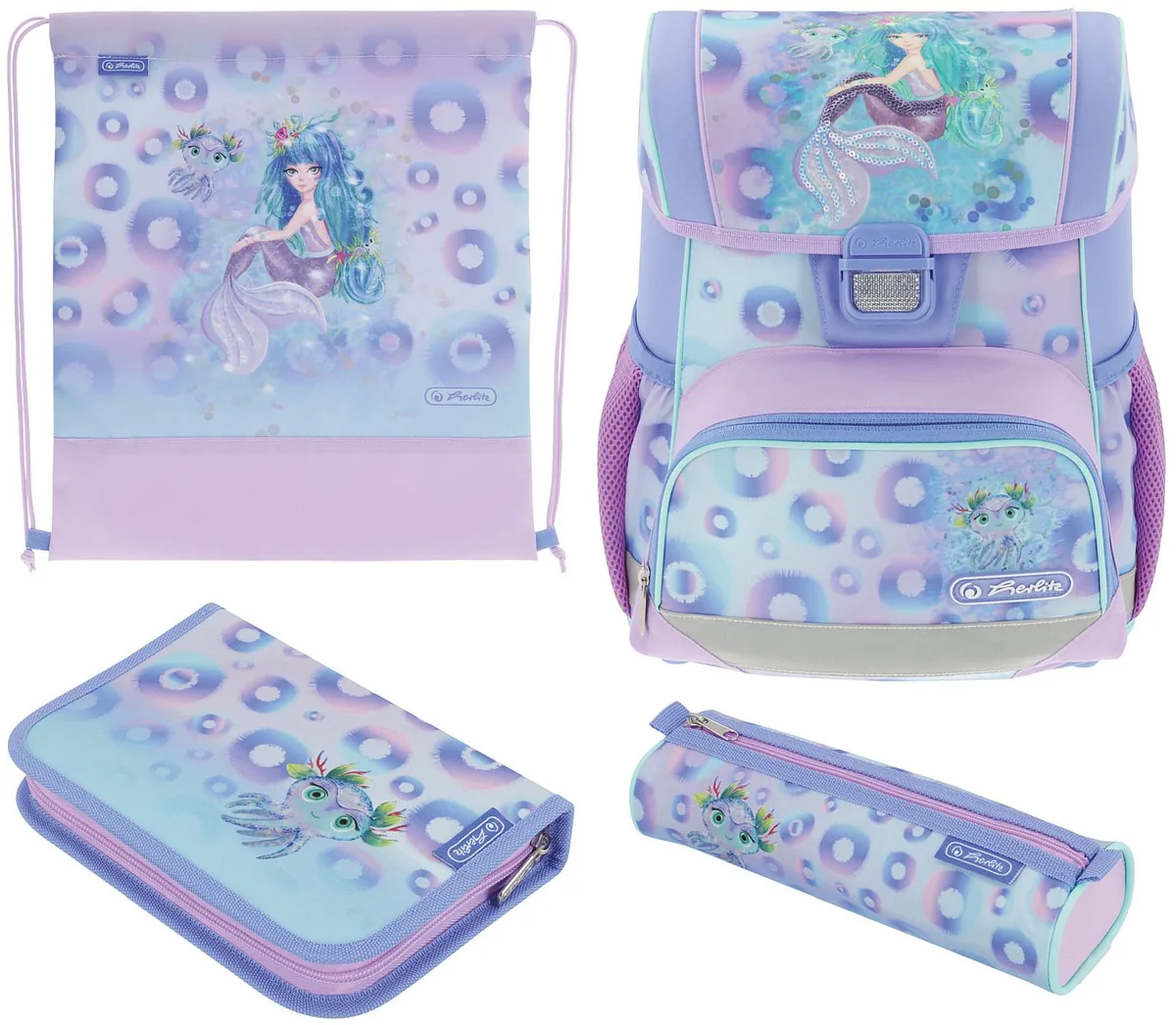 Set Scolar Herlitz Loop Plus Mystic Mermaid Ghiozdan 2 Penare Saculet
