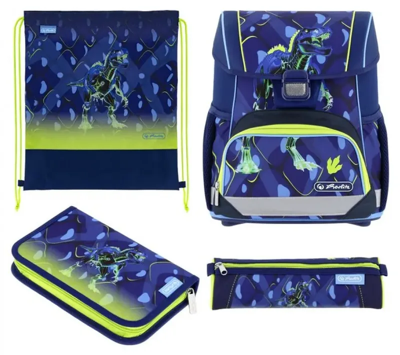 Set Școlar Herlitz Loop Plus T-Rex Explorer Ghiozdan 2 Penare Sac Sport