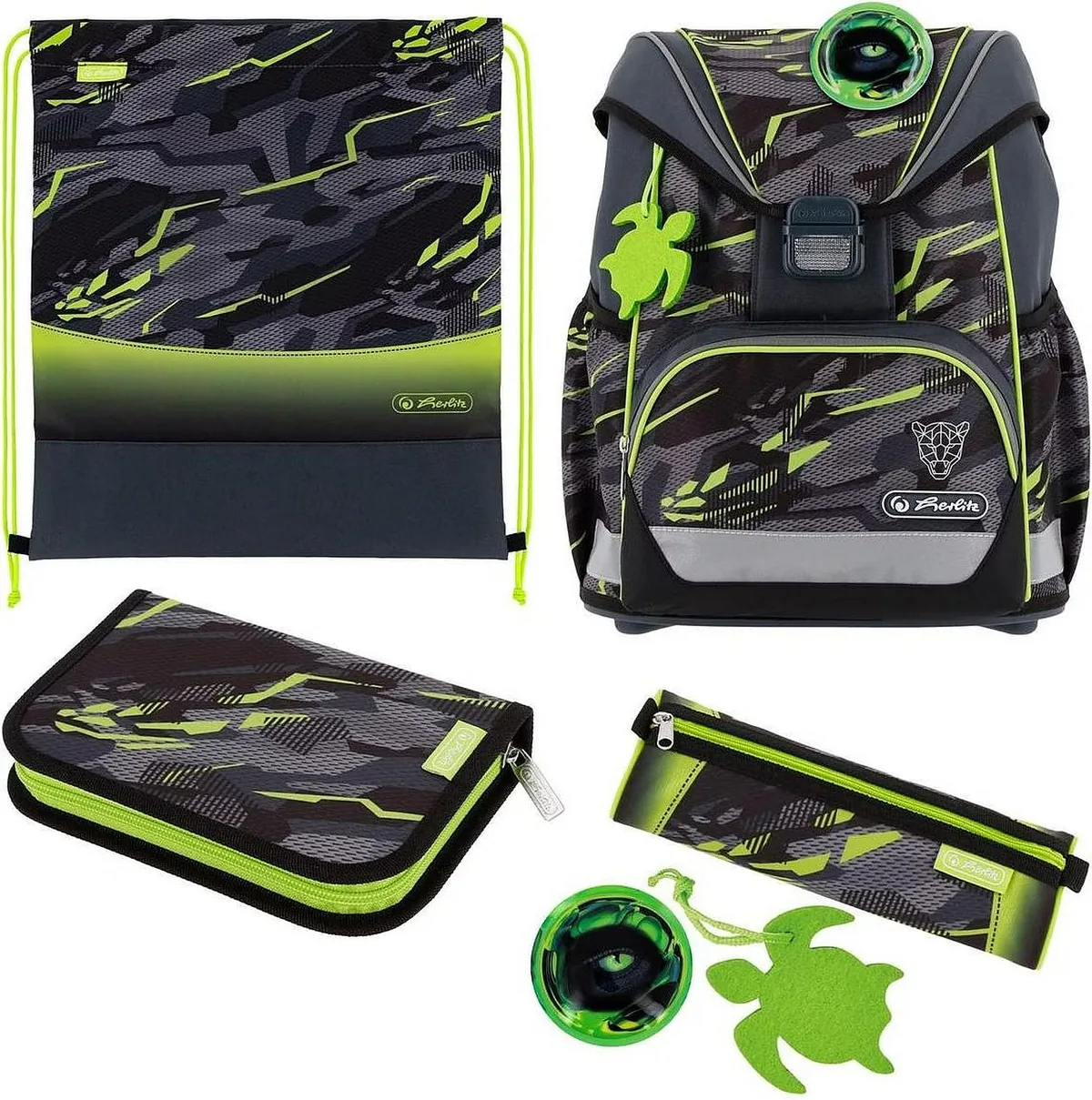 Set Școlar Herlitz UltraLight Plus Wild Panther Ghiozdan 2 Penare Sac de Sport