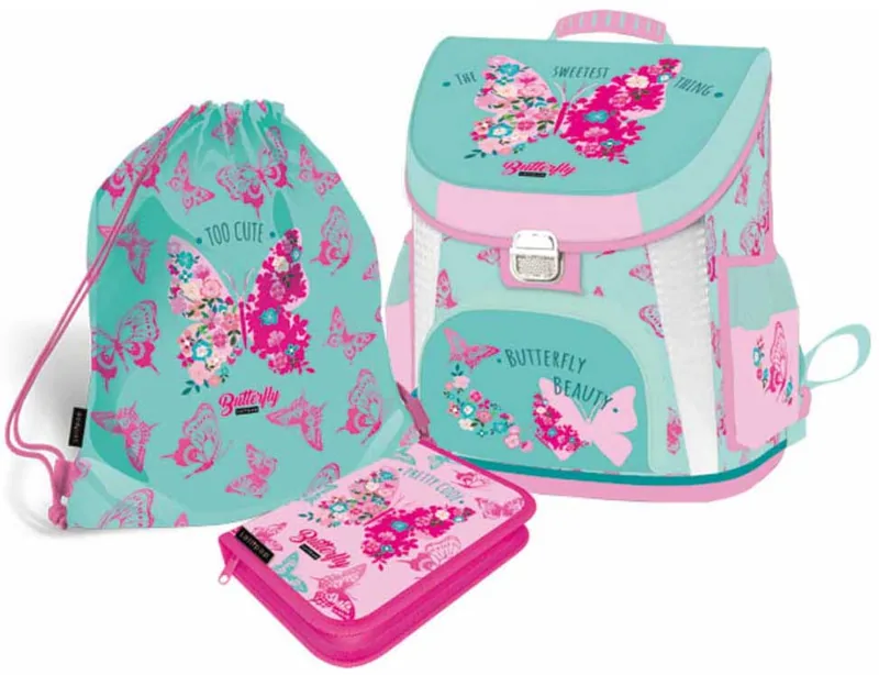 Set Scolar Lizzy Card Cute Butterfly Ghiozdan Geanta Sport Penar
