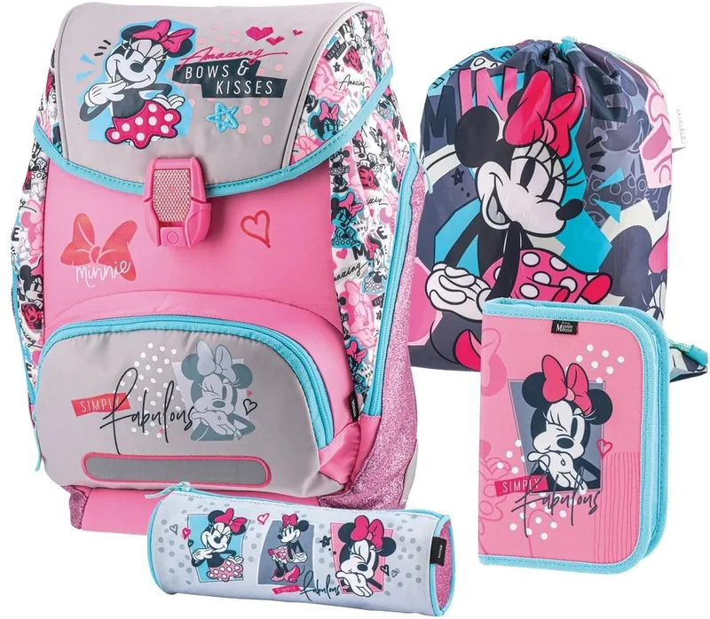 Set Școlar Play Minnie Mouse cu Ghiozdan 2 Penare și Sac de Sport