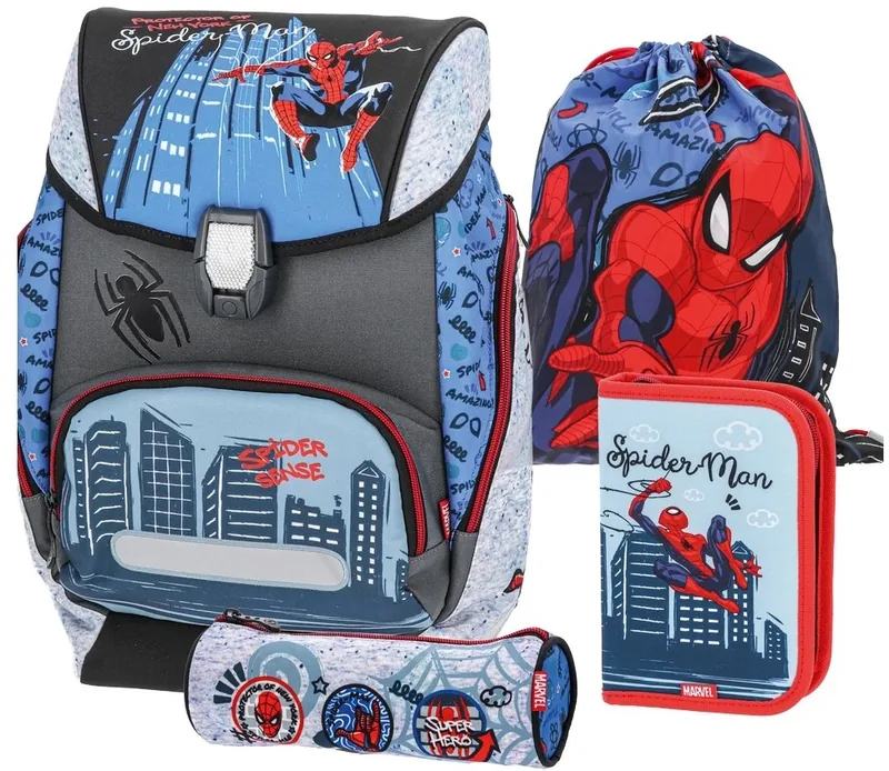 Set Școlar Play Spider-Man cu Ghiozdan Două Penare și Sac de Sport