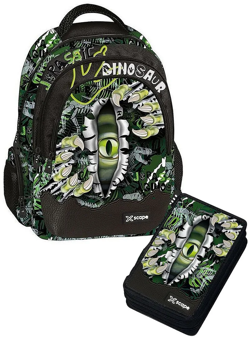 Set Școlar Rucsac și Penar cu Accesorii Graffiti Xscape Dino