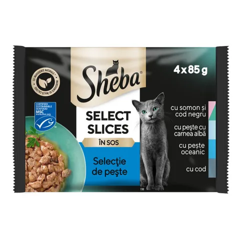 Hrana Umeda Pentru Pisici Sheba Peste 4x85g