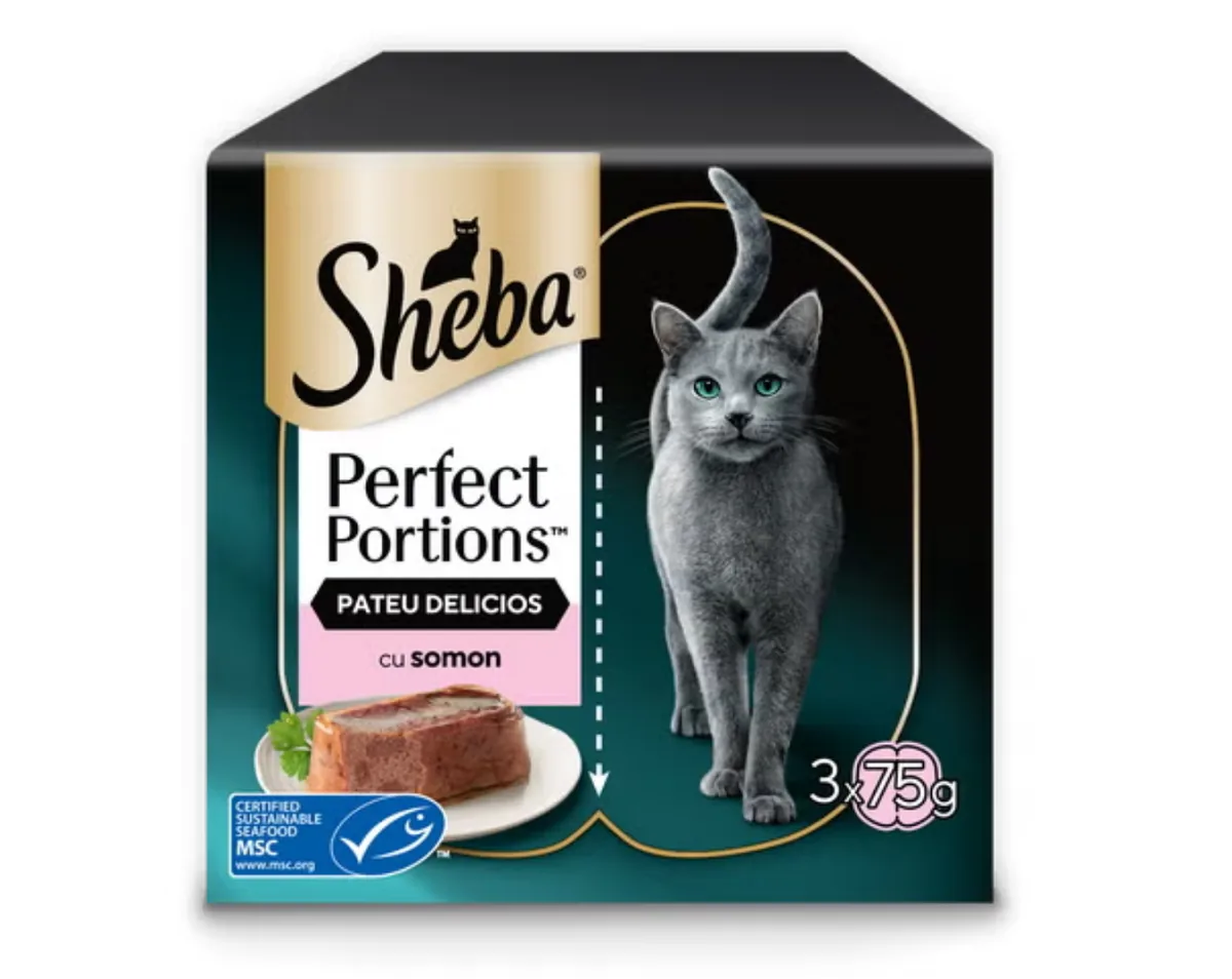 Pate pentru Pisici Sheba Perfect Portion Somon 6x37.5g
