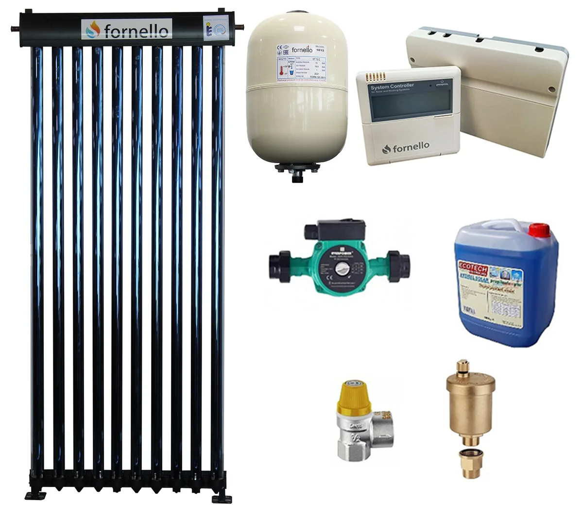 Sistem Solar Presurizat Fornello 10 Tuburi Heat Pipe Pachet Fara Boiler