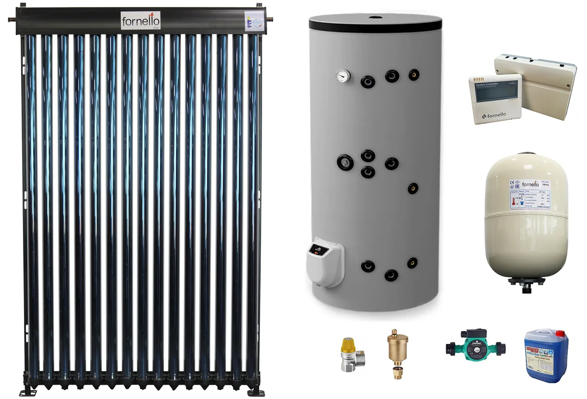 Sistem Solar Presurizat Fornello 15 Tuburi Heat Pipe Boiler Eldom 150L Bivalent