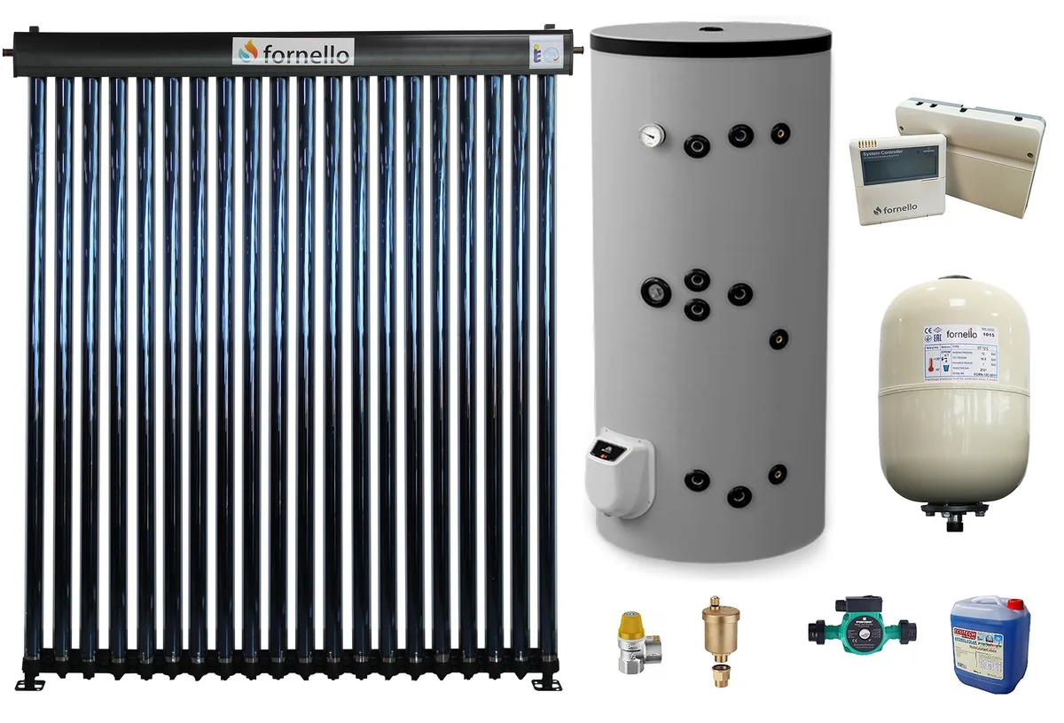 Sistem Solar Presurizat Fornello 20 Tuburi Heat Pipe Boiler 200L Montaj pe Sol