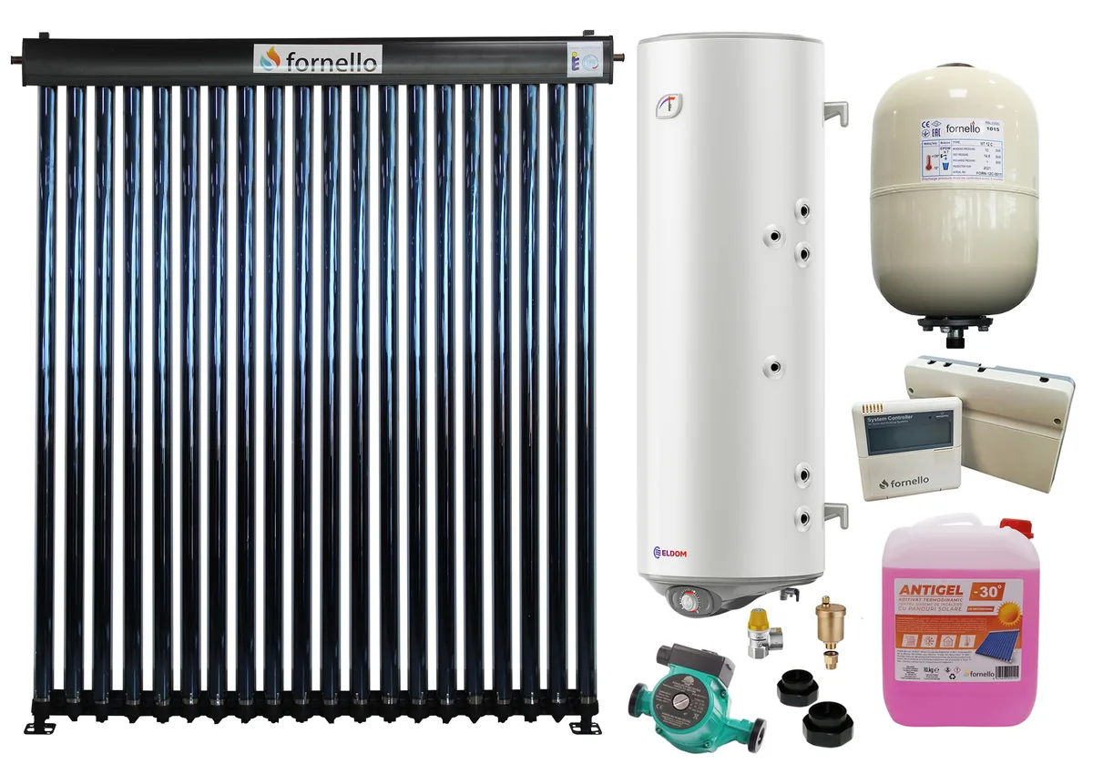 Sistem Solar Presurizat Fornello 20 Tuburi Heat Pipe Boiler Eldom 150L