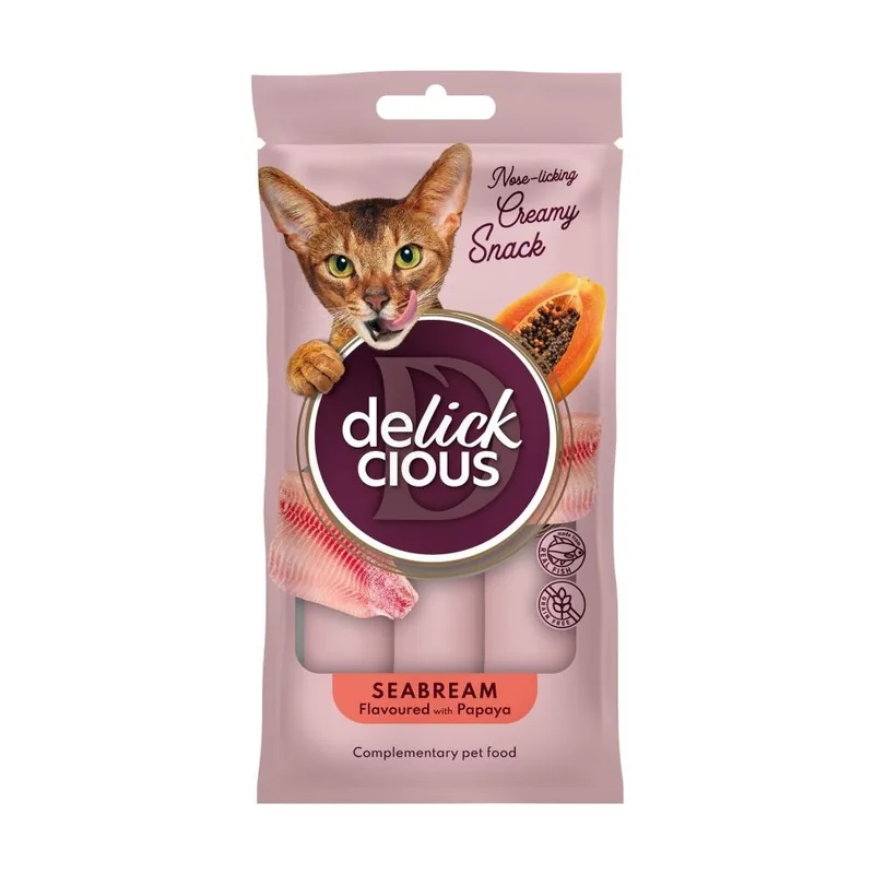 Snack Cremos pentru Pisici Kormotech Delickcious Cat Doradă și Papaya 4x15g
