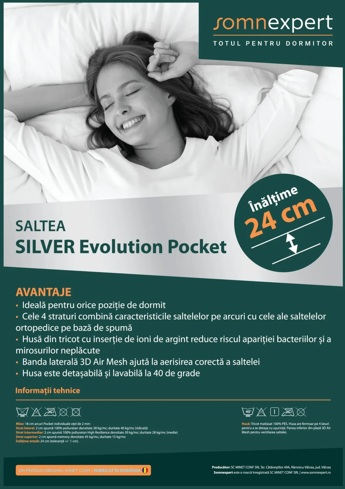 Somnexpert Silver Evolution Pocket Spring 140x200 24cm Fermitate Medie - imagine 9