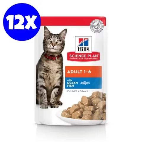 Hrana Umeda pentru Pisici Hills Science Plan Feline Adult Ocean Fish 12x85g