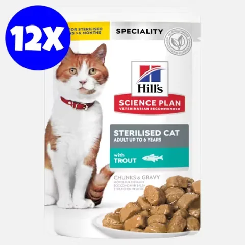 Hrana Umeda Pisici Hill's Science Plan Feline Sterilised Adult Pastrav 12x85g