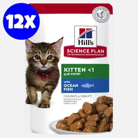 Hrana Umeda pentru Pisici Hill's Science Plan Feline Kitten Ocean Fish 12x85g